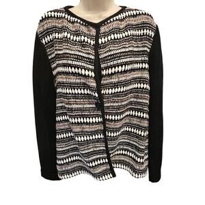 Chicos size 2 (L)  NWOT twill brown black shaket metallic strands career casual